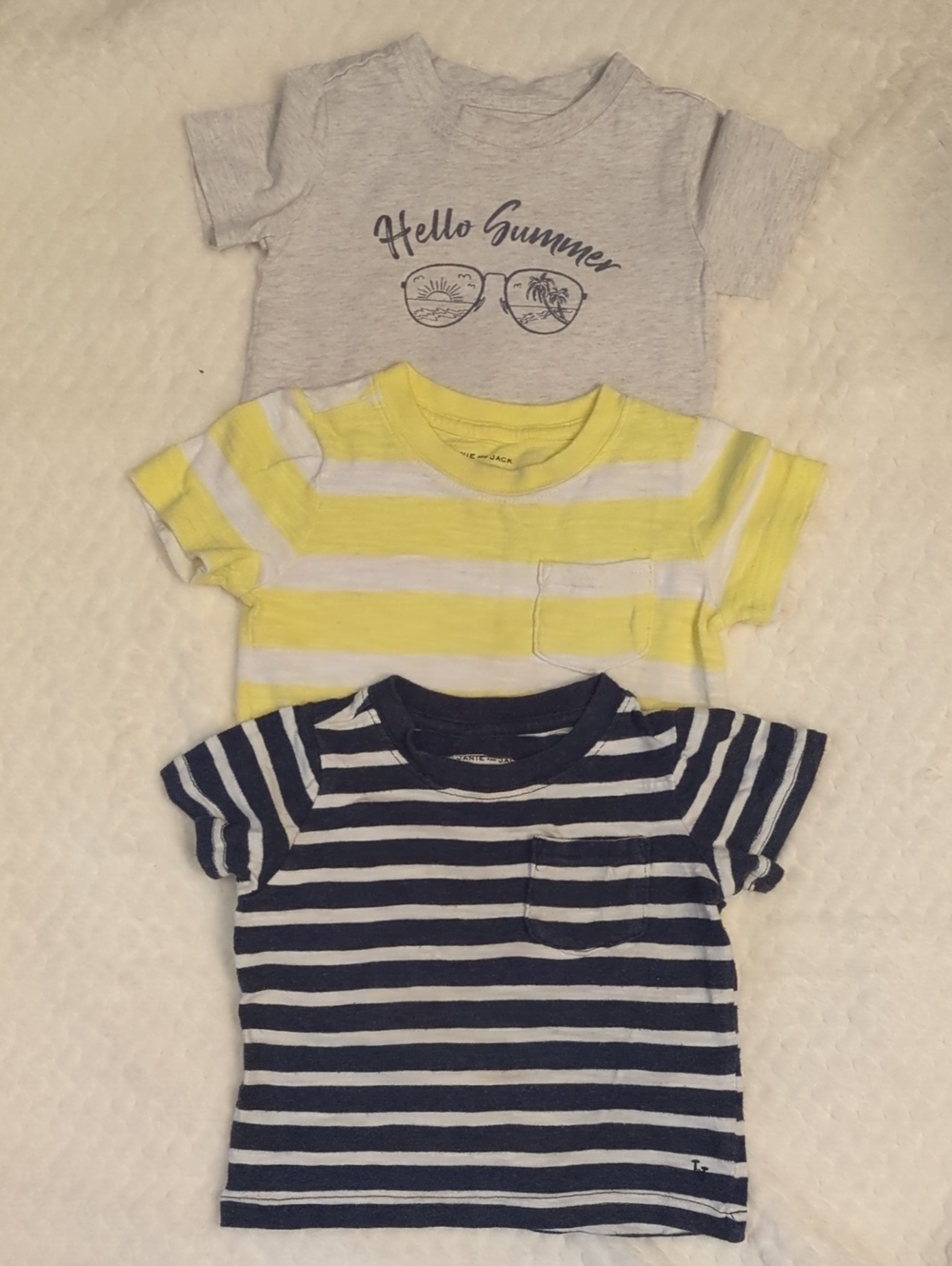 Janie and Jack Gray, Yellow & Navy Striped Tee 3-Pack